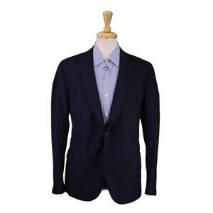 Eleventy Platinum Special Collection Solid Navy Blue Wool Blazer Jacket 42R